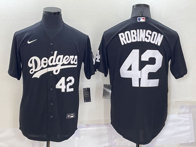 Men Los Angeles Dodgers #42 Robinson Black Inversion Nike 2022 MLB Jerseys